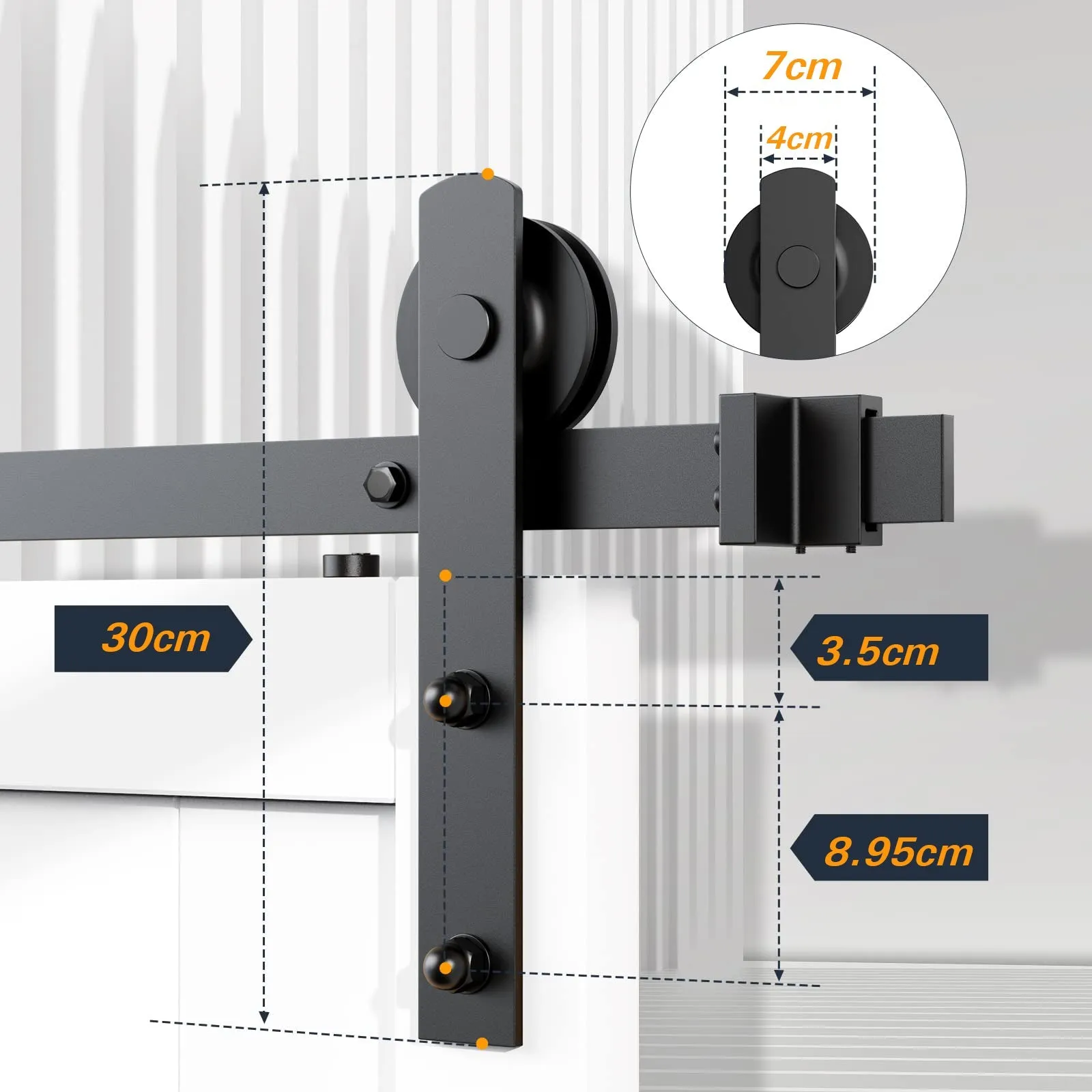 Sliding Barn Door Hardware Kit Heavy Duty 1.5M Single Damper Track Rail Roller System