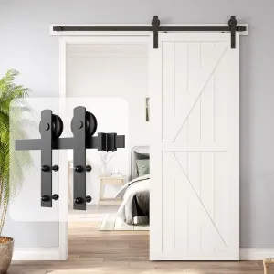Sliding Barn Door Hardware Kit Heavy Duty 1.5M Single Damper Track Rail Roller System