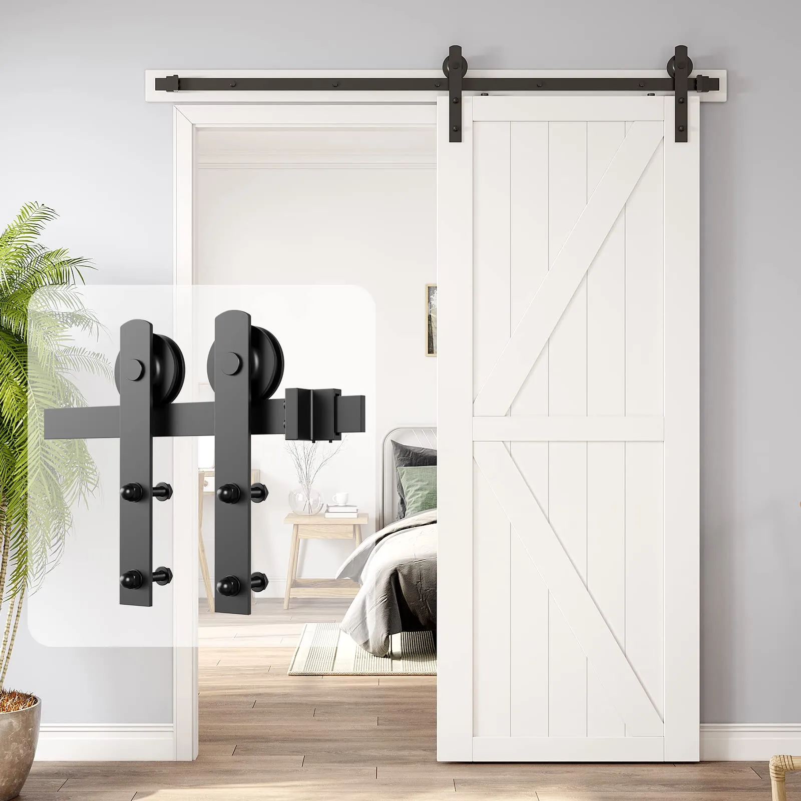 Sliding Barn Door Hardware Kit Heavy Duty 1.5M Single Damper Track Rail Roller System