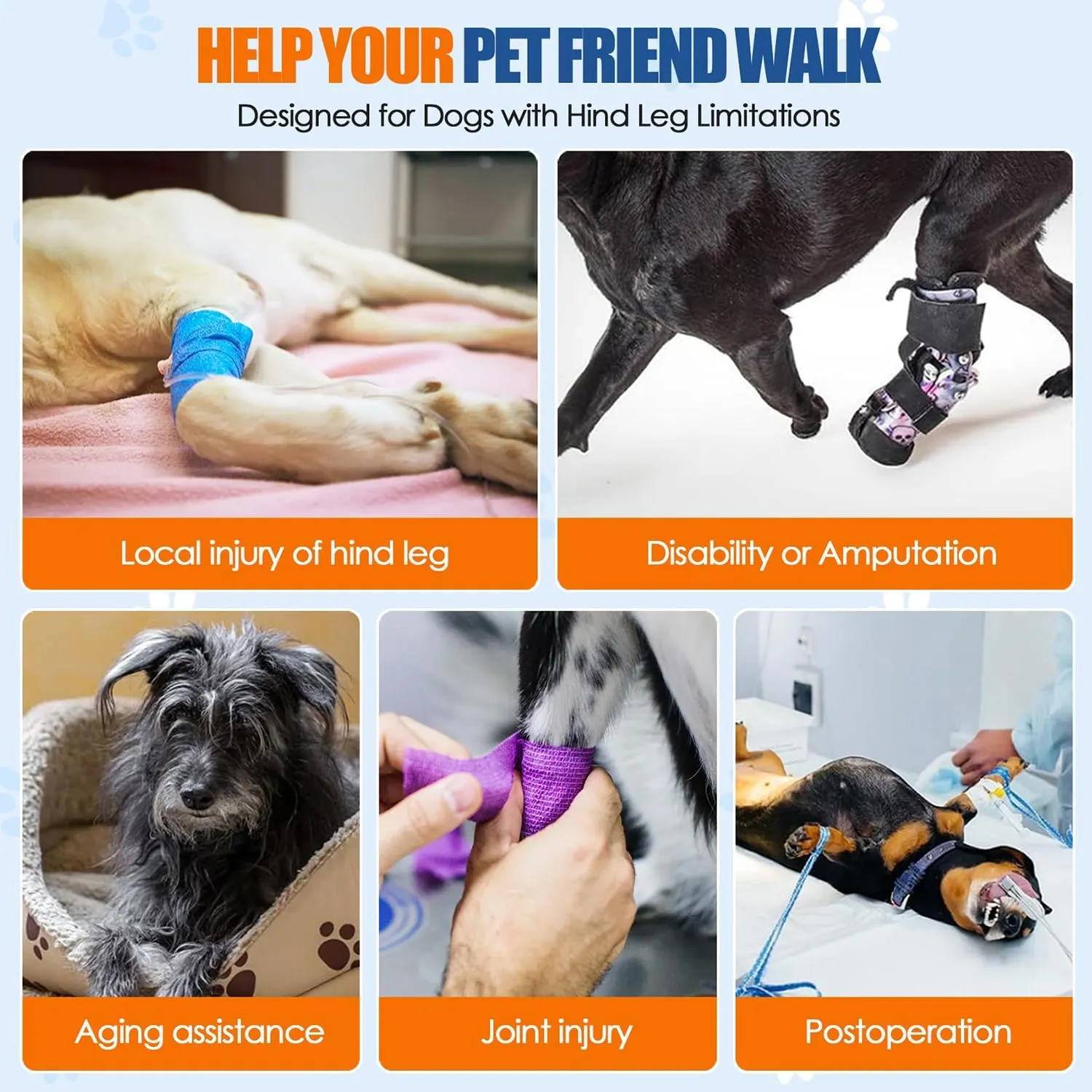 SlowTon Dog Lift Harness - Adjustable Dog Sling for Medium Large Dogs, Hind Leg Support to Help Rehabilitate, Soft Padded Dog Support Harness for Elderly, Injured, Arthritic, Disabled Dogs, XL