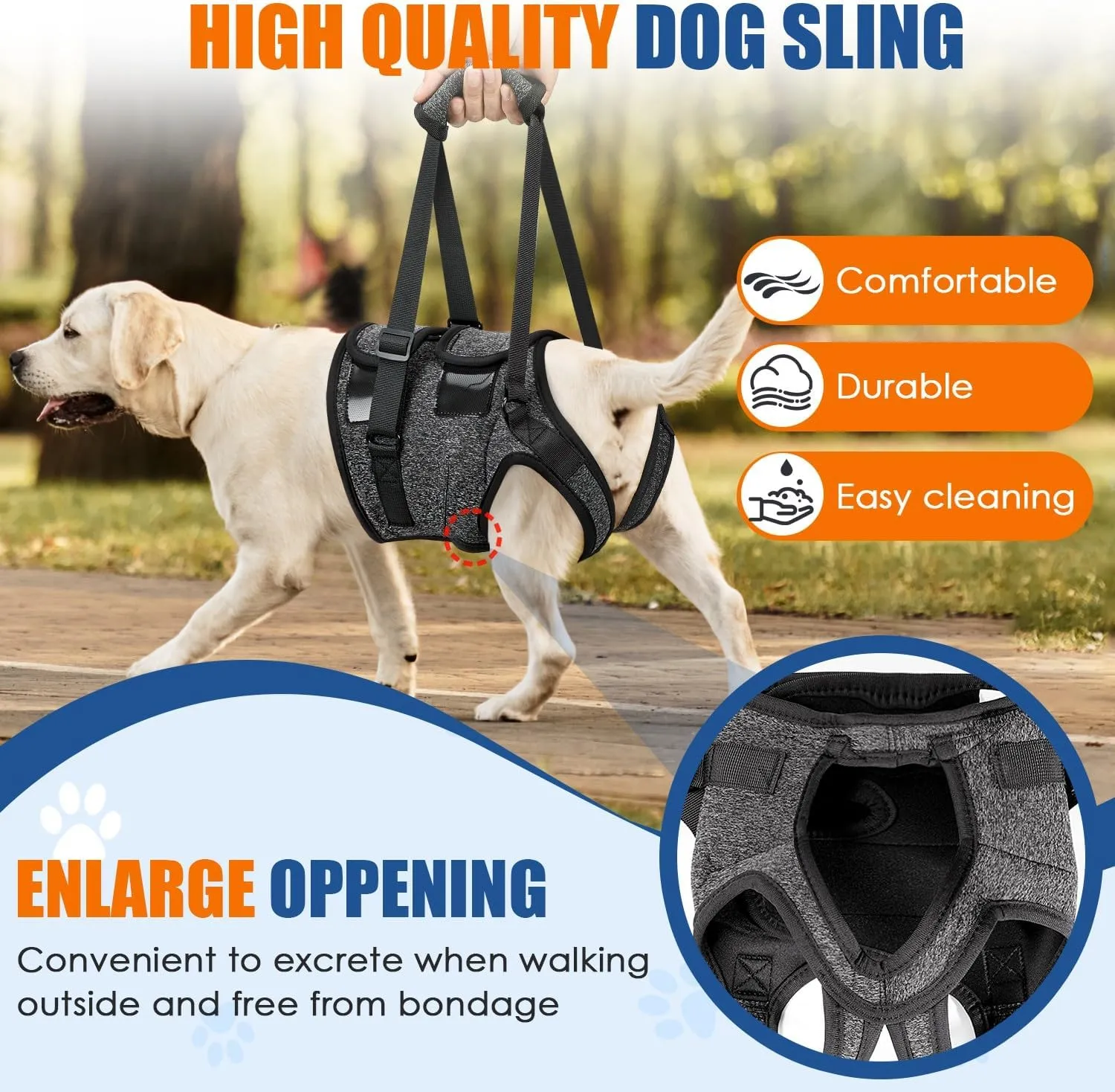 SlowTon Dog Lift Harness - Adjustable Dog Sling for Medium Large Dogs, Hind Leg Support to Help Rehabilitate, Soft Padded Dog Support Harness for Elderly, Injured, Arthritic, Disabled Dogs, XL