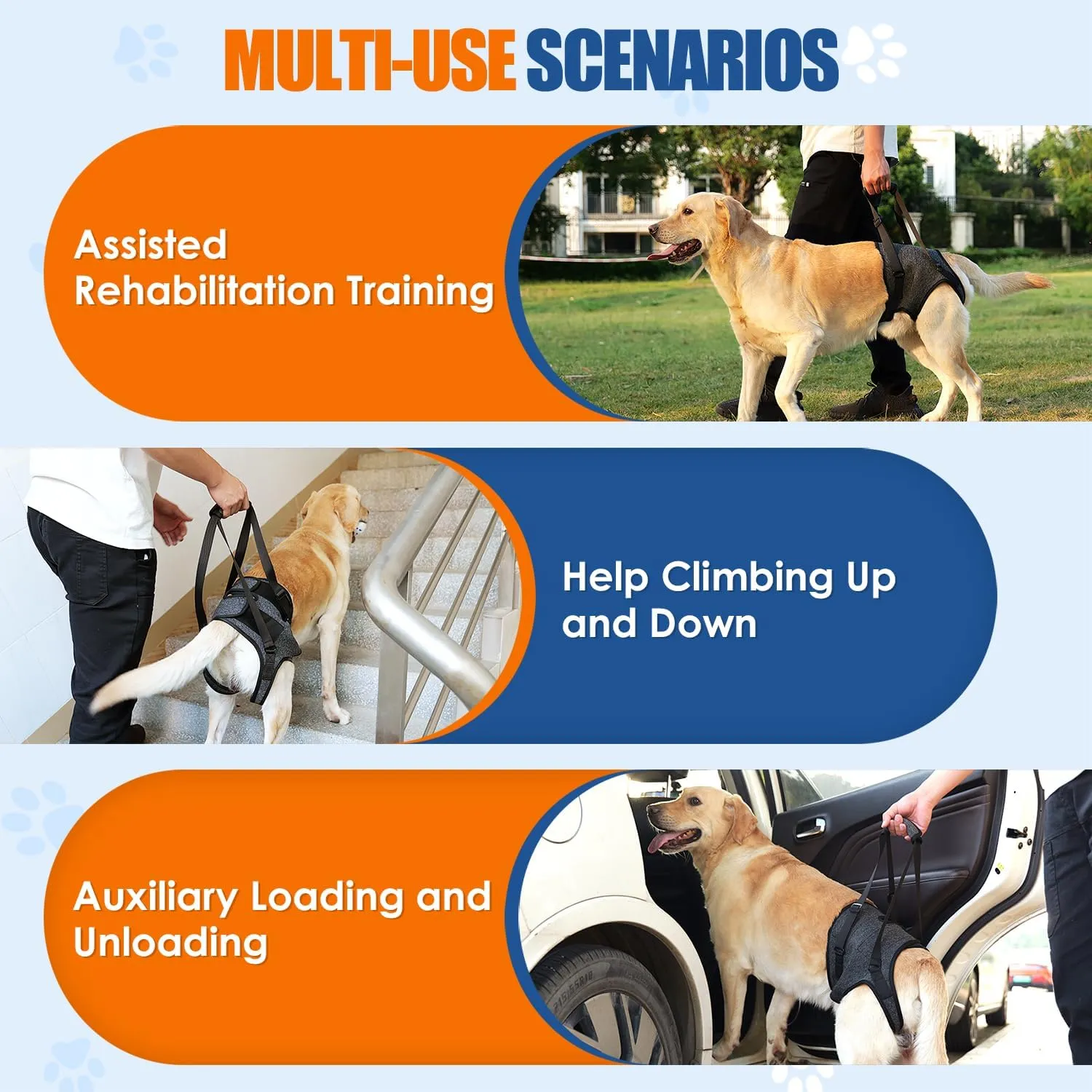 SlowTon Dog Lift Harness - Adjustable Dog Sling for Medium Large Dogs, Hind Leg Support to Help Rehabilitate, Soft Padded Dog Support Harness for Elderly, Injured, Arthritic, Disabled Dogs, XL