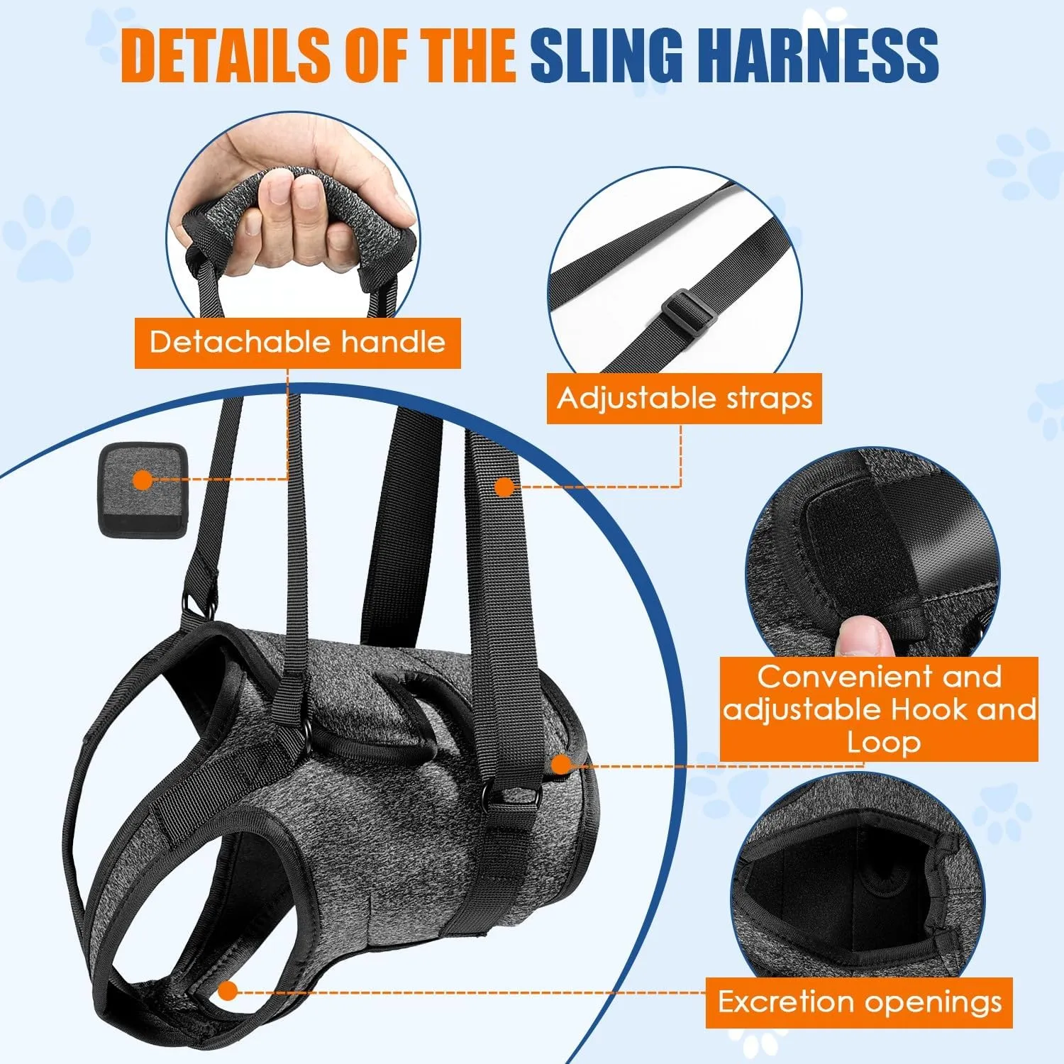 SlowTon Dog Lift Harness - Adjustable Dog Sling for Medium Large Dogs, Hind Leg Support to Help Rehabilitate, Soft Padded Dog Support Harness for Elderly, Injured, Arthritic, Disabled Dogs, XL