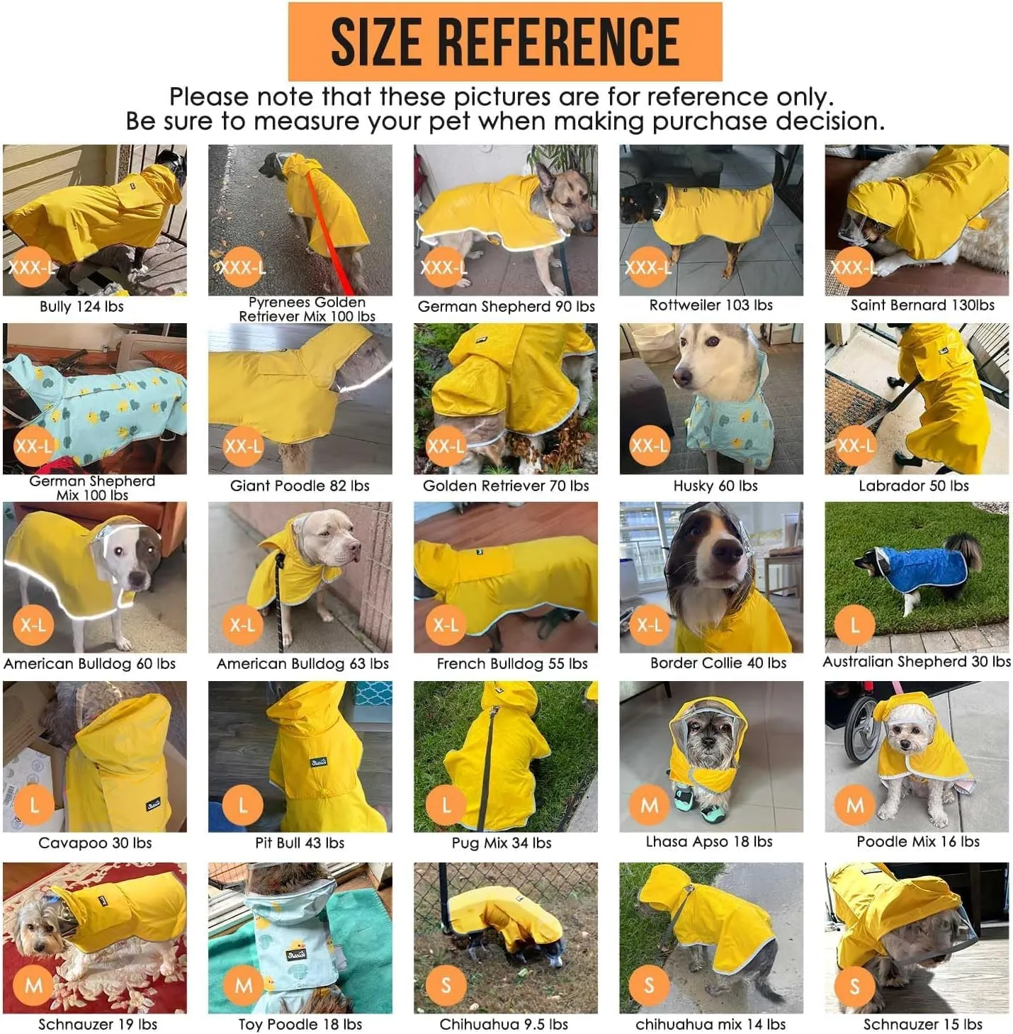 SlowTon Dog Raincoat, Adjustable Dog Rain Jacket Clear Hooded Double Layer, Waterproof Poncho with Reflective Strip Straps and Storage Pocket for Small Medium Large Dogs Puppies (DK L)