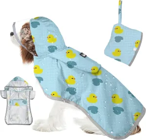 SlowTon Dog Raincoat, Adjustable Dog Rain Jacket Clear Hooded Double Layer, Waterproof Poncho with Reflective Strip Straps and Storage Pocket for Small Medium Large Dogs Puppies (DK L)