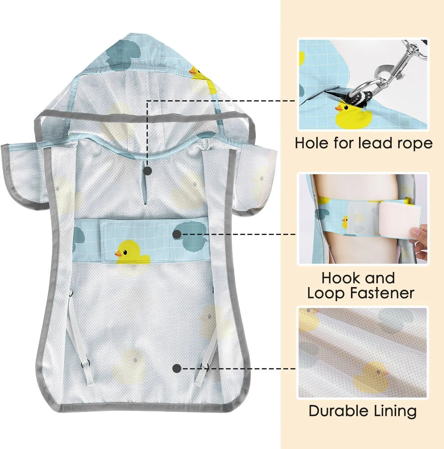 SlowTon Dog Raincoat, Adjustable Dog Rain Jacket Clear Hooded Double Layer, Waterproof Poncho with Reflective Strip Straps and Storage Pocket for Small Medium Large Dogs Puppies (DK L)