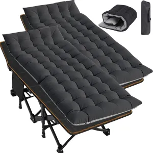 Slsy Folding Camping Cot for Adults with Mattress, Portable Sleeping Cots, Camp Bed with Carry Bag for Outdoor Travel, Beach, Hiking