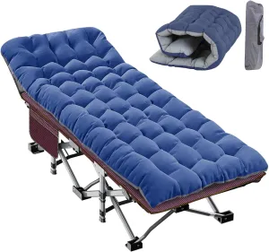 Slsy Folding Camping Cot for Adults with Mattress, Portable Sleeping Cots, Camp Bed with Carry Bag for Outdoor Travel, Beach, Hiking
