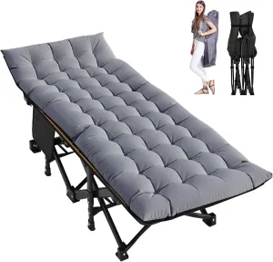 Slsy Folding Camping Cot, Heavy Duty Folding Cot Camping Cot for Adults Portable Folding Outdoor Cot with Carry Bags for Outdoor Travel Camp Beach Vacation