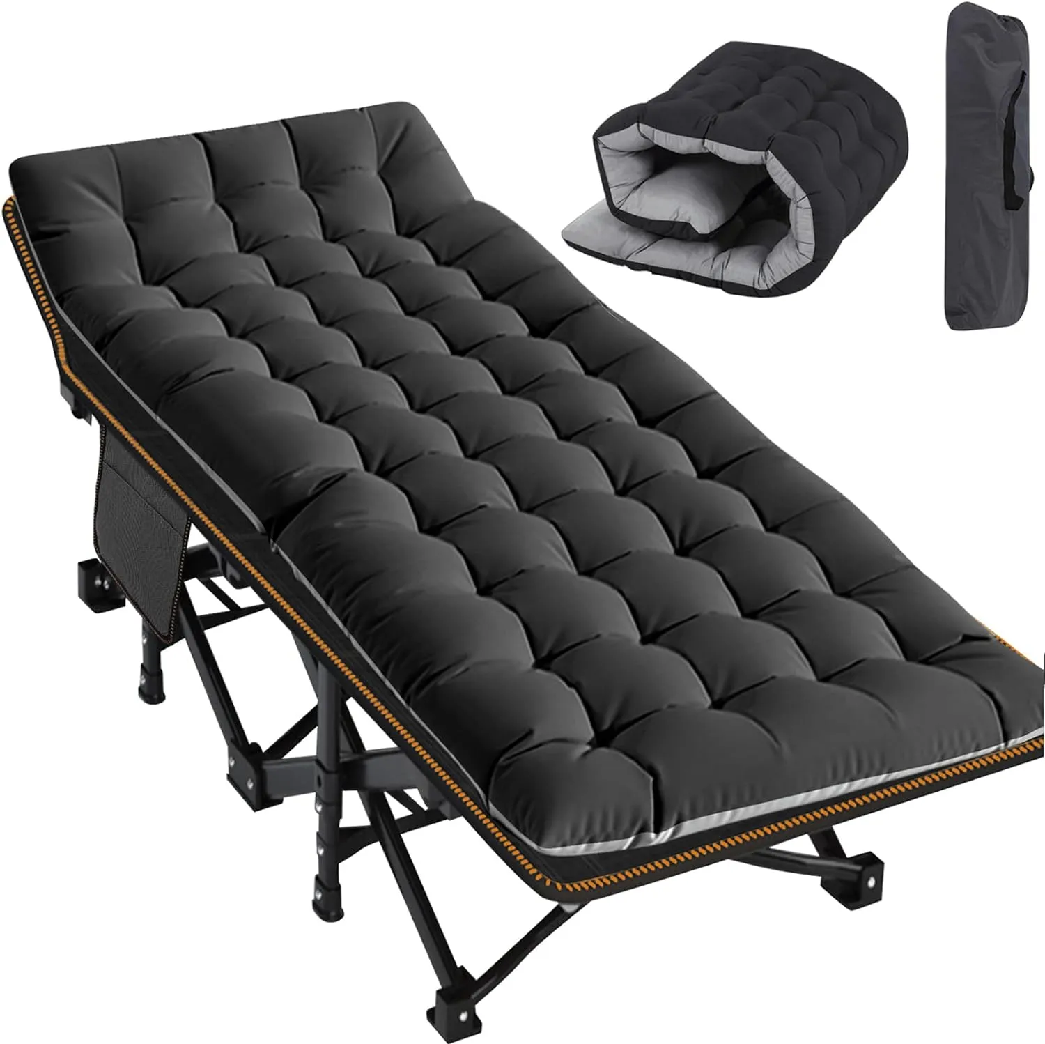 Slsy Oversized XXL Camping Cot for Adults with Mattress, Portable Sleeping Cots, Camp Bed with Carry Bag for Outdoor Travel, Beach, Hiking