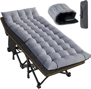 Slsy Oversized XXL Camping Cot for Adults with Mattress, Portable Sleeping Cots, Camp Bed with Carry Bag for Outdoor Travel, Beach, Hiking