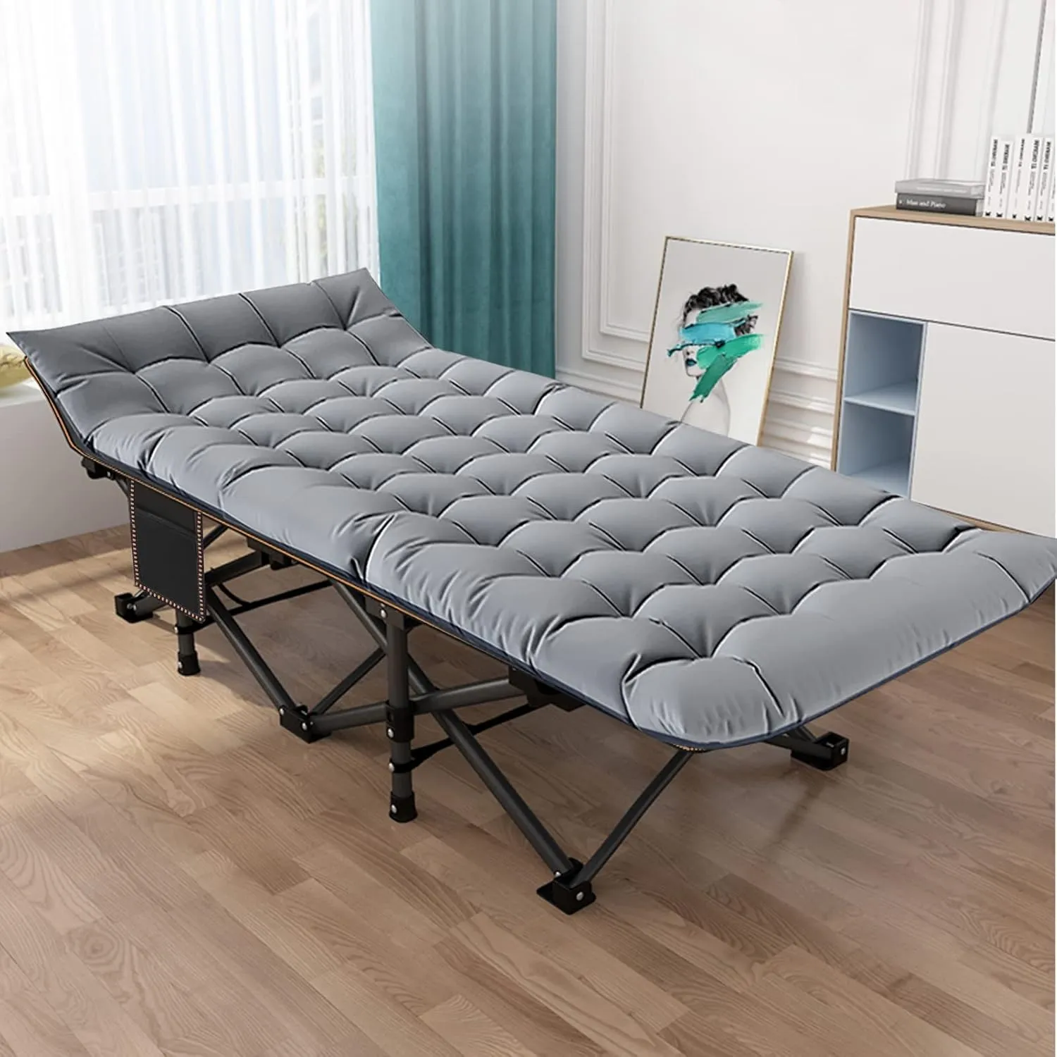 Slsy Oversized XXL Camping Cot for Adults with Mattress, Portable Sleeping Cots, Camp Bed with Carry Bag for Outdoor Travel, Beach, Hiking