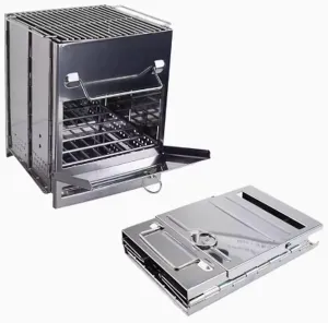 Small Wood Burning Stove Mini Portable Wood Burning Stove with BBQ Grill Stainless Steel Tent Stove Storage Bag Carrying Handle Camp Stove(20 * 20.5 * 35CM)