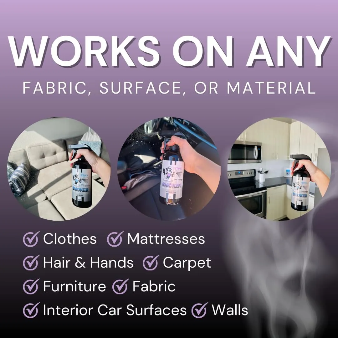 Smoke Odor Eliminator Spray - Completely Remove Smoke Smell From House, Car, Clothes, Hands, Hair, & More - Best Odor Eliminator For Smoke - Sky Blue Fragrance - 2 16 oz Bottles