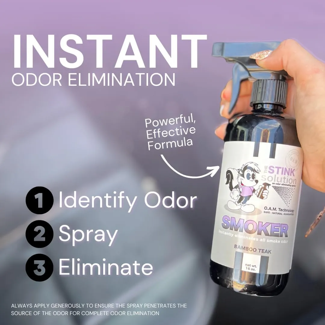 Smoke Odor Eliminator Spray - Completely Remove Smoke Smell From House, Car, Clothes, Hands, Hair, & More - Best Odor Eliminator For Smoke - Sky Blue Fragrance - 2 16 oz Bottles