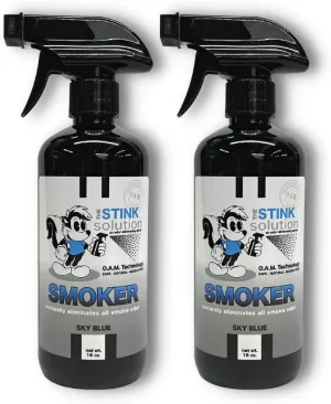 Smoke Odor Eliminator Spray - Completely Remove Smoke Smell From House, Car, Clothes, Hands, Hair, & More - Best Odor Eliminator For Smoke - Sky Blue Fragrance - 2 16 oz Bottles