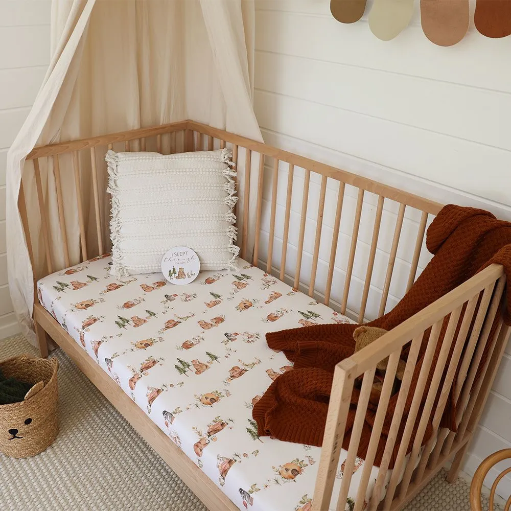 SNUGGLE HUNNY BEARS ORGANIC FITTED COT SHEET