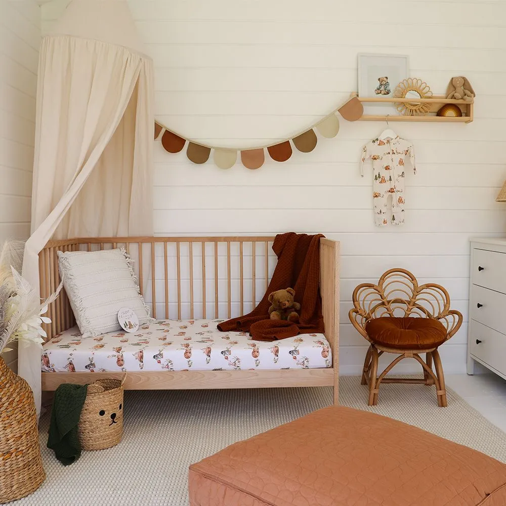 SNUGGLE HUNNY BEARS ORGANIC FITTED COT SHEET