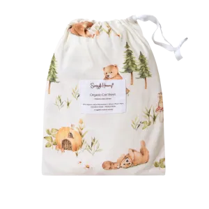 SNUGGLE HUNNY BEARS ORGANIC FITTED COT SHEET