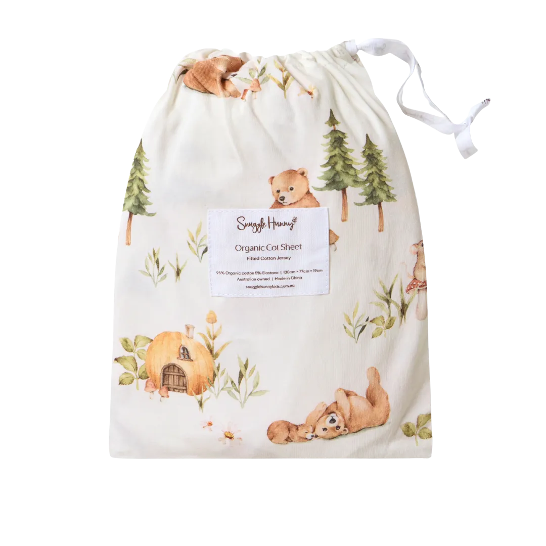 SNUGGLE HUNNY BEARS ORGANIC FITTED COT SHEET
