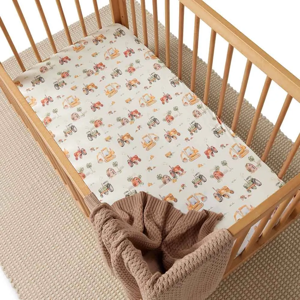 Snuggle Hunny - Diggers Organic Fitted Cot Sheet