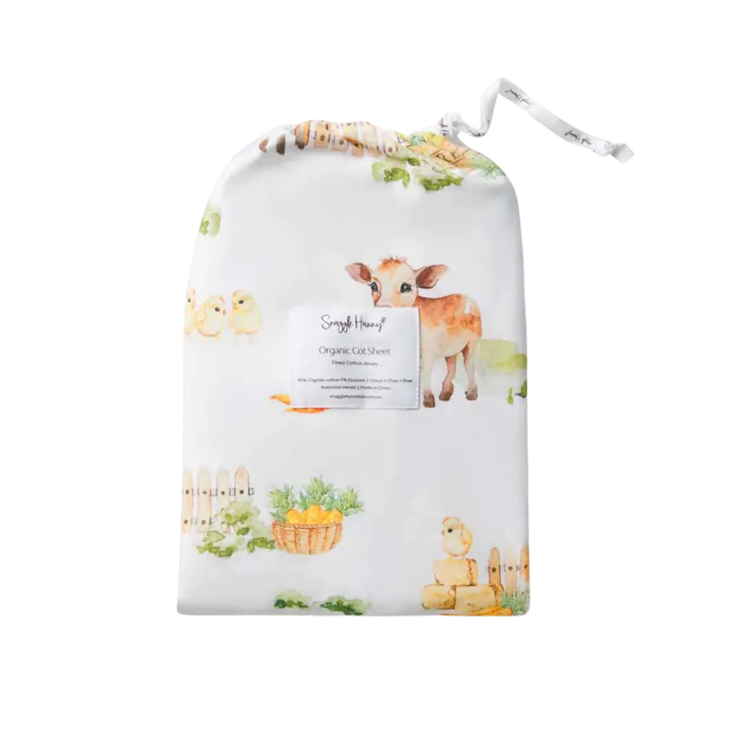 SNUGGLE HUNNY FARM FITTED COT SHEET