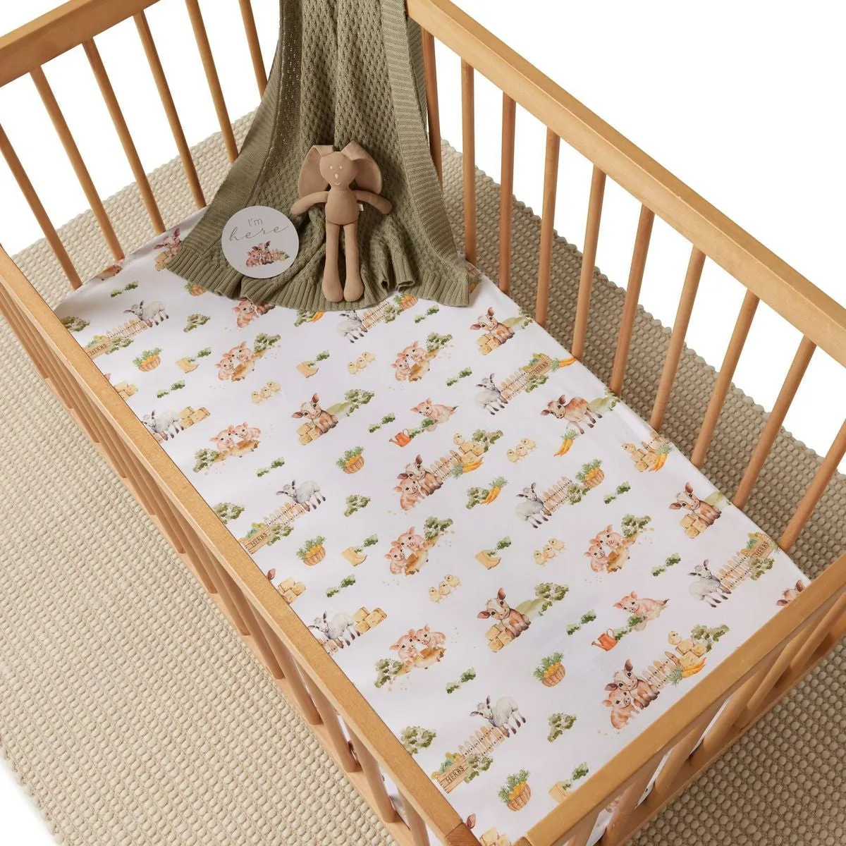 SNUGGLE HUNNY FARM FITTED COT SHEET