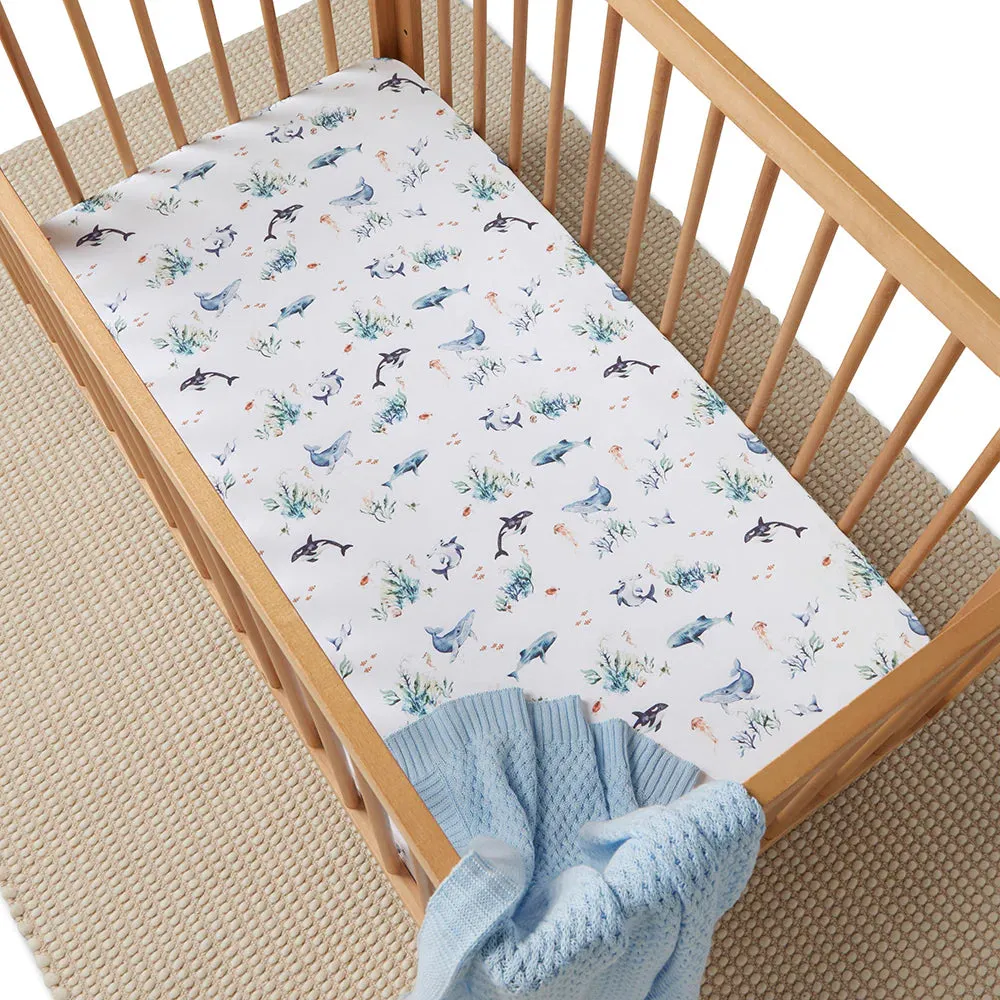 Snuggle Hunny Fitted Cot Sheet - Ocean