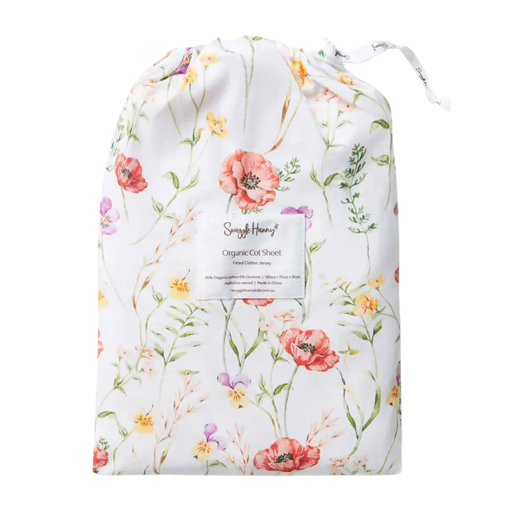 SNUGGLE HUNNY MEADOW FITTED COT SHEET