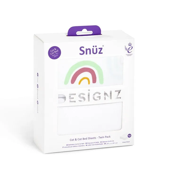 Snuz Cot & Cot Bed 2 Pack Fitted Sheets - Colour Rainbow
