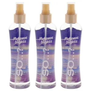 So…? Mykonos Nights Body Mist Perfume for Women - Fruity, Vanilla Scent - Refreshing Body Spray for Women -3 pc