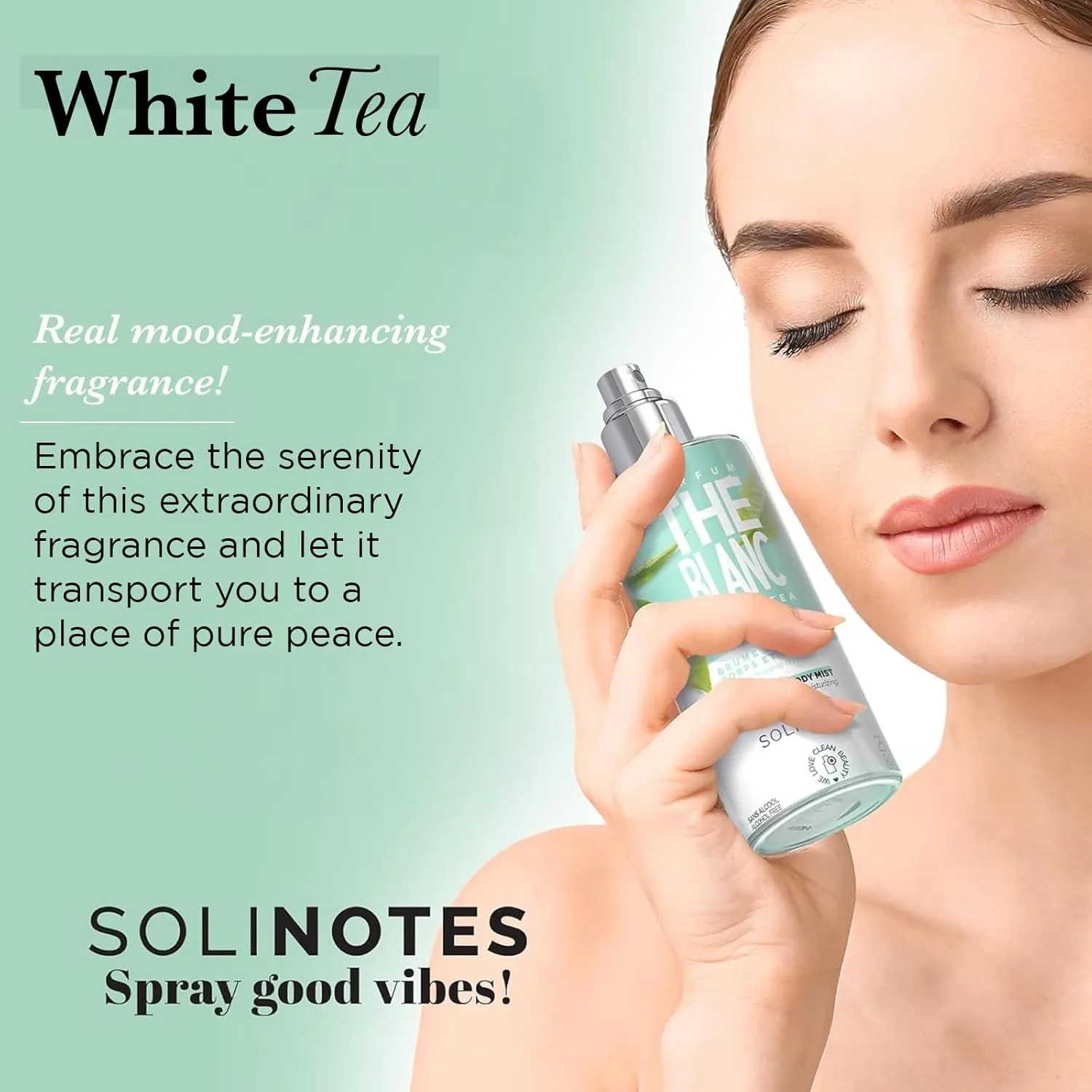 Solinotes White Tea Body Mist – Alcohol-Free, Long-Lasting Fragrance Spray with Bergamot,Cardamom, Sage, Osmanthus, & White Musk – Clean, Cruelty-Free Hair & Body Perfume Spray for Women (8.45 Fl Oz)