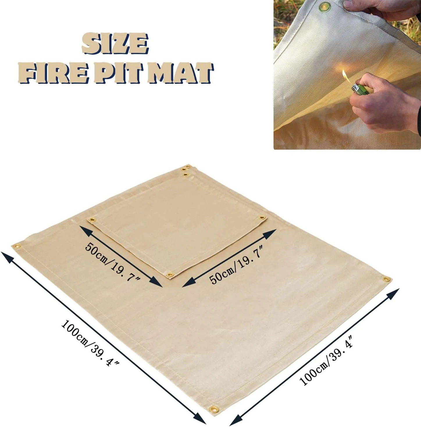 SOLOWILDER Fire Pit Mat 20" Wood Stove Under Grill Mat for Deck BBQ Fireproof Floor Tent Campsite Insulation Protection
