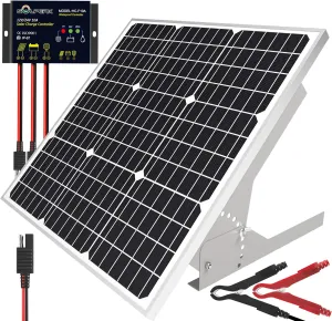 SOLPERK 50W/12V Solar Panel Kit, Solar Battery Trickle Charger Maintainer   Waterproof Controller   Adjustable Mount Bracket for Automotive Motorcycle Boat Marine RV Camping Roof