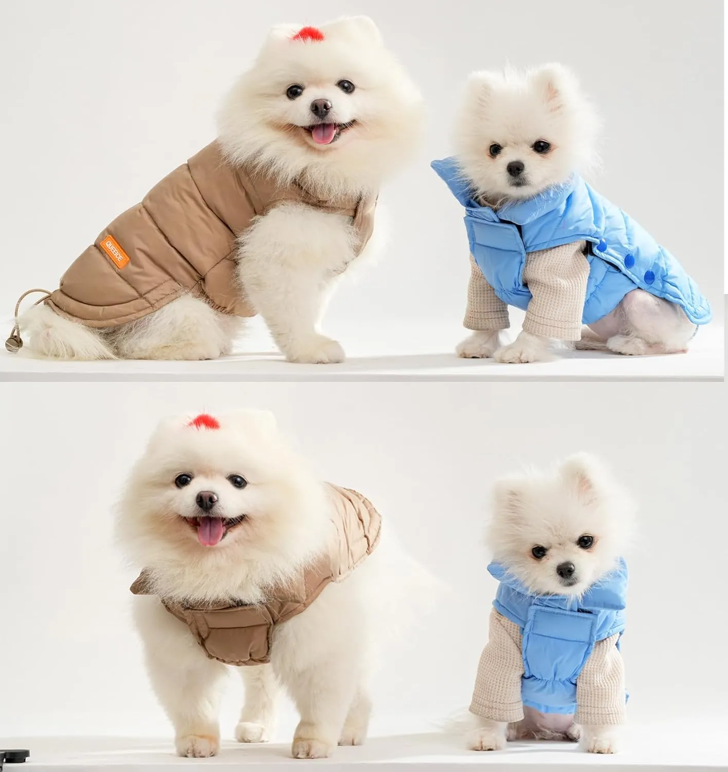 SPACE LION Puffer Jacket, Down Winter Coat, Waterproof, Windproof, Lightweight Jacket, Adjustable Fit for Small, Medium, Large Dogs (Khaki Brown, 2XL)