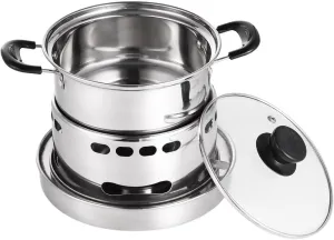 Spirit Stove with 6.3In Pot, Alcohol Camping Cooker for Indoor & Outdoor Use