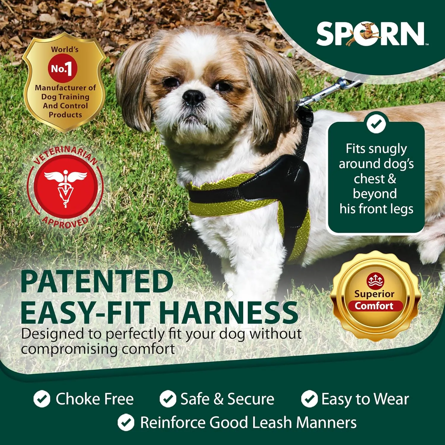 Sporn Easy-Fit Mesh Dog Harness Small Sized Dog, Yellow Soft Fabric Nylon No Choke Dog Harness Small Size Dog, Breathable & Easy Dog Walking Harness, Provides to Small Breeds