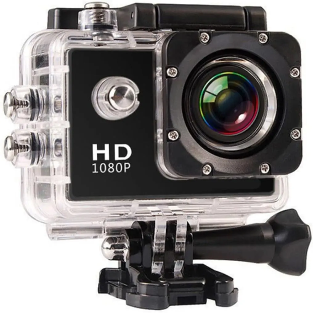 Sport Camera HD 1080P Underwater Waterproof Portable Action Camera DV Recorder Kit for Travelling Outdoor Cycling Diving Skiing Gliding Enthusiasts Black