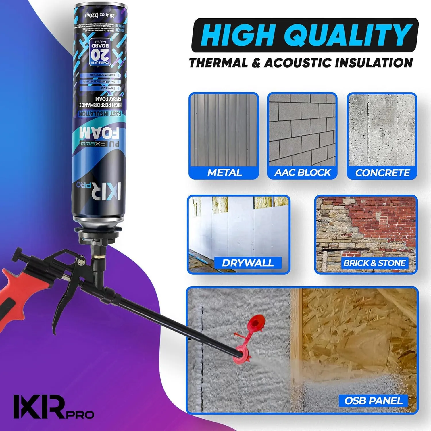 Spray Foam Insulation Kit (18 PK Kit-25.4oz) Expanding Sealant, Closed Cell Spray Foam Heat Acoustic Insulation, High Density, Cleaner, Gun
