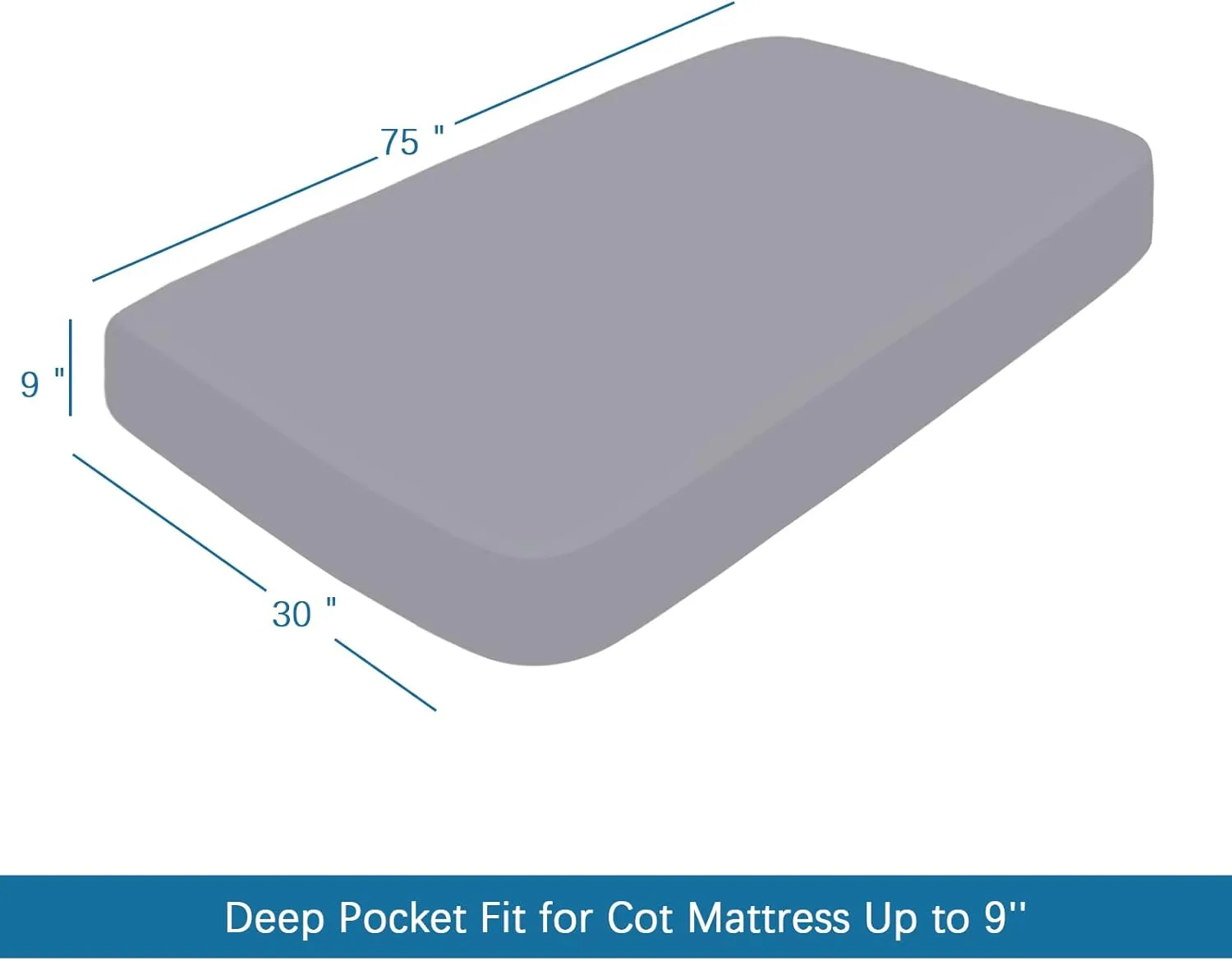 SPRINGSPIRIT Cot Sheets 30" x 75" x 9", 4 Piece Cot Sheet Set, Cot Size Fitted Sheets with Narrow Twin/Camp Bunk/Rvs Bunk/Guest Beds/Trifold Mattress, Grey