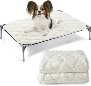 SPRINGSPIRIT Elevated Dog Bed Pad, 2 Pack, Soft Plush, Waterproof, Machine Washable, Corner Straps, Pet Bed Mat, Medium (25x35 inch), for Dog Cot, Cat Beds