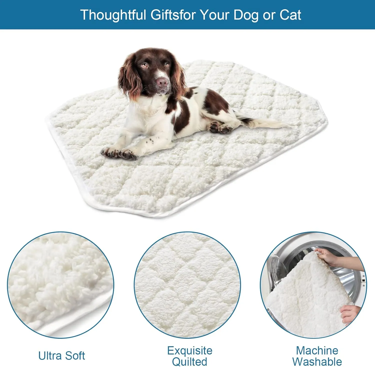 SPRINGSPIRIT Elevated Dog Bed Pad, 2 Pack, Soft Plush, Waterproof, Machine Washable, Corner Straps, Pet Bed Mat, Medium (25x35 inch), for Dog Cot, Cat Beds