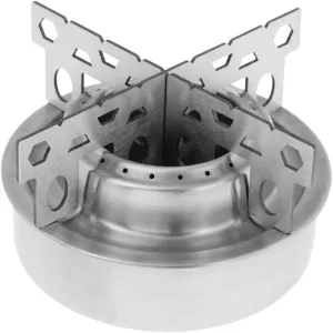 Stainless Steel Camping Backpacking Spirit Burner Stove with Stand Rack for Outdoor Cookware Camping Hiking BBQ