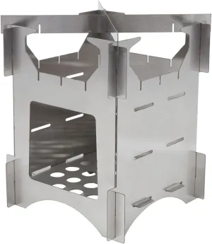 Stainless Steel Folding Wood Burning Stove for Outdoor Camping, Easy to Store and Carry, Suitable for Picnic and Backpacking, Compact Size