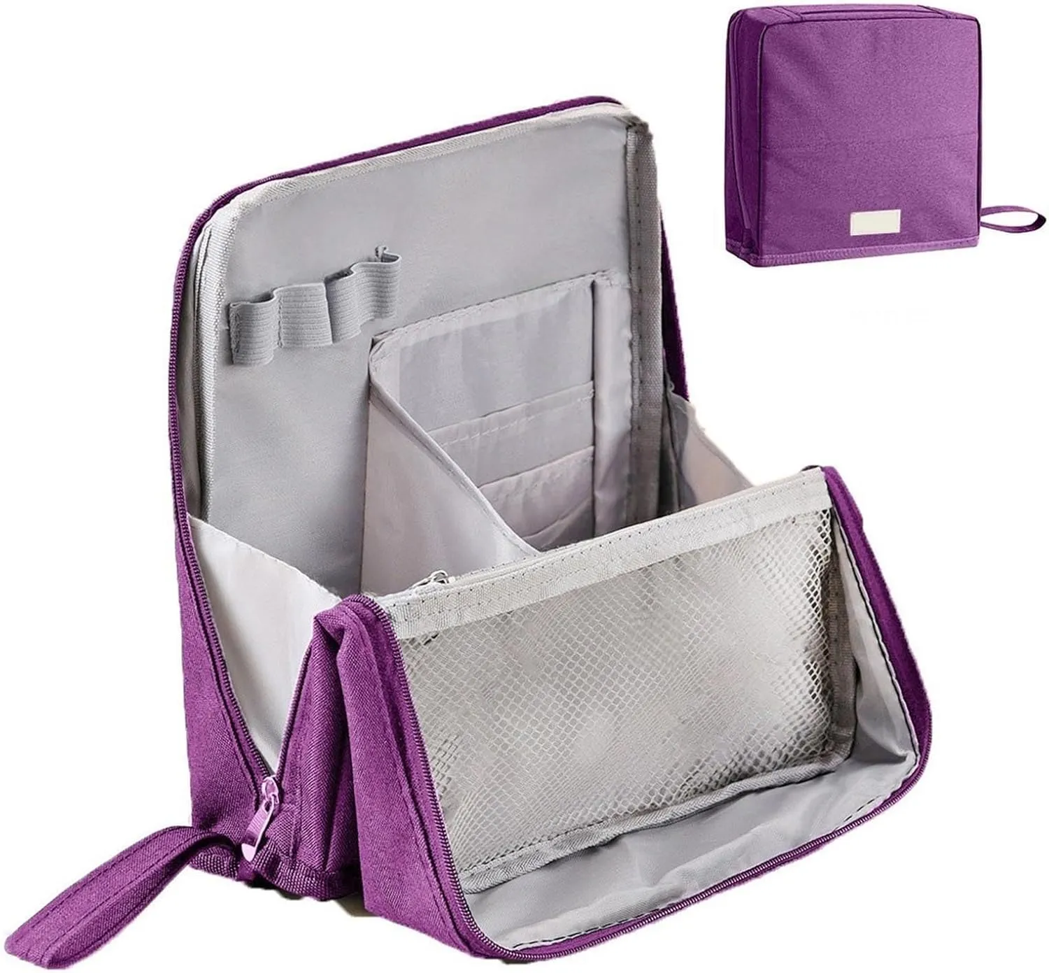 Standing Makeup Bag Portable, Large Capacity, Doresty Makeup Bag, Waterproof Multipurpose Stand up Toiletry Bags Stationery Organizer, Toiletry Bags with Compartments for Traveling (Purple)
