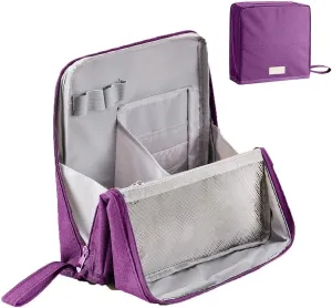 Standing Makeup Bag Portable, Large Capacity, Doresty Makeup Bag, Waterproof Multipurpose Stand up Toiletry Bags Stationery Organizer, Toiletry Bags with Compartments for Traveling (Purple)