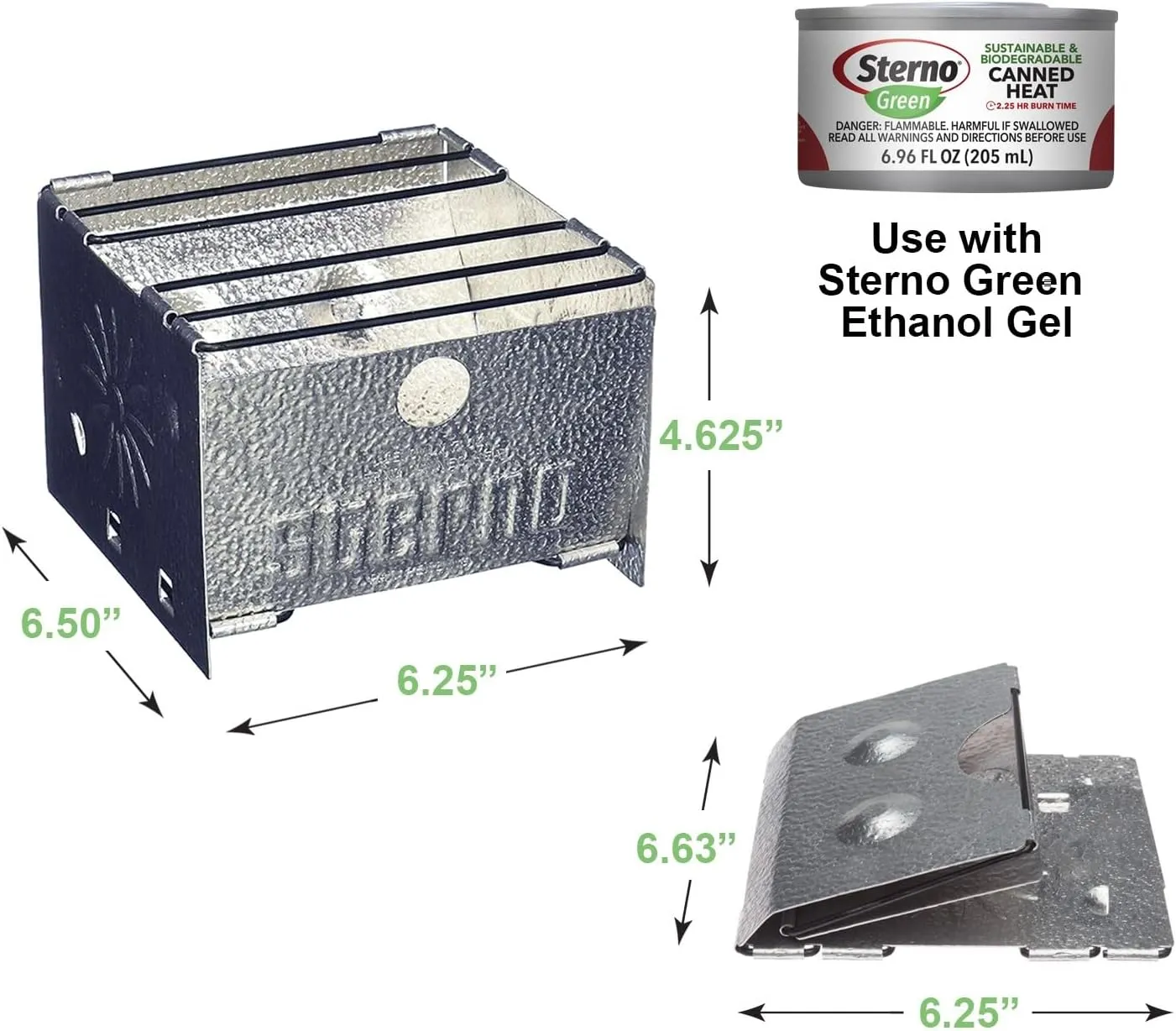 Sterno Foldable Portable Camping Stove - Easy-to-Assemble Outdoor Cooking Stove for Camping, Picnics, Tailgating & Emergencies - Silver