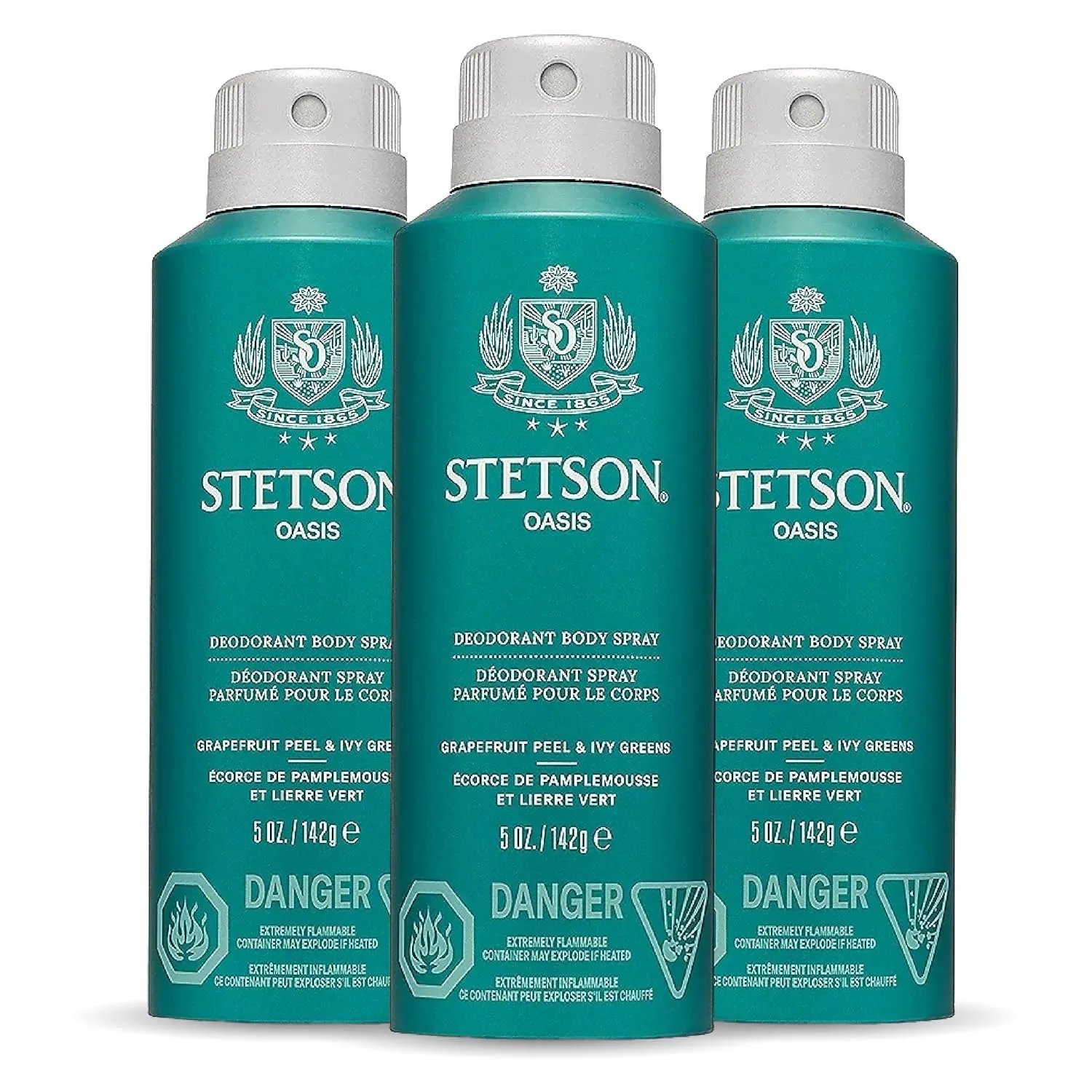 Stetson Personal Care All Day Body Spray by Scent Beauty - Body Spray for Men - Perfect for Men's Grooming Kit - 5 oz - 3 Pack - Oasis