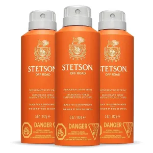 Stetson Personal Care All Day Body Spray by Scent Beauty - Body Spray for Men - Perfect for Men's Grooming Kit - 5 oz - 3 Pack - Off-Road