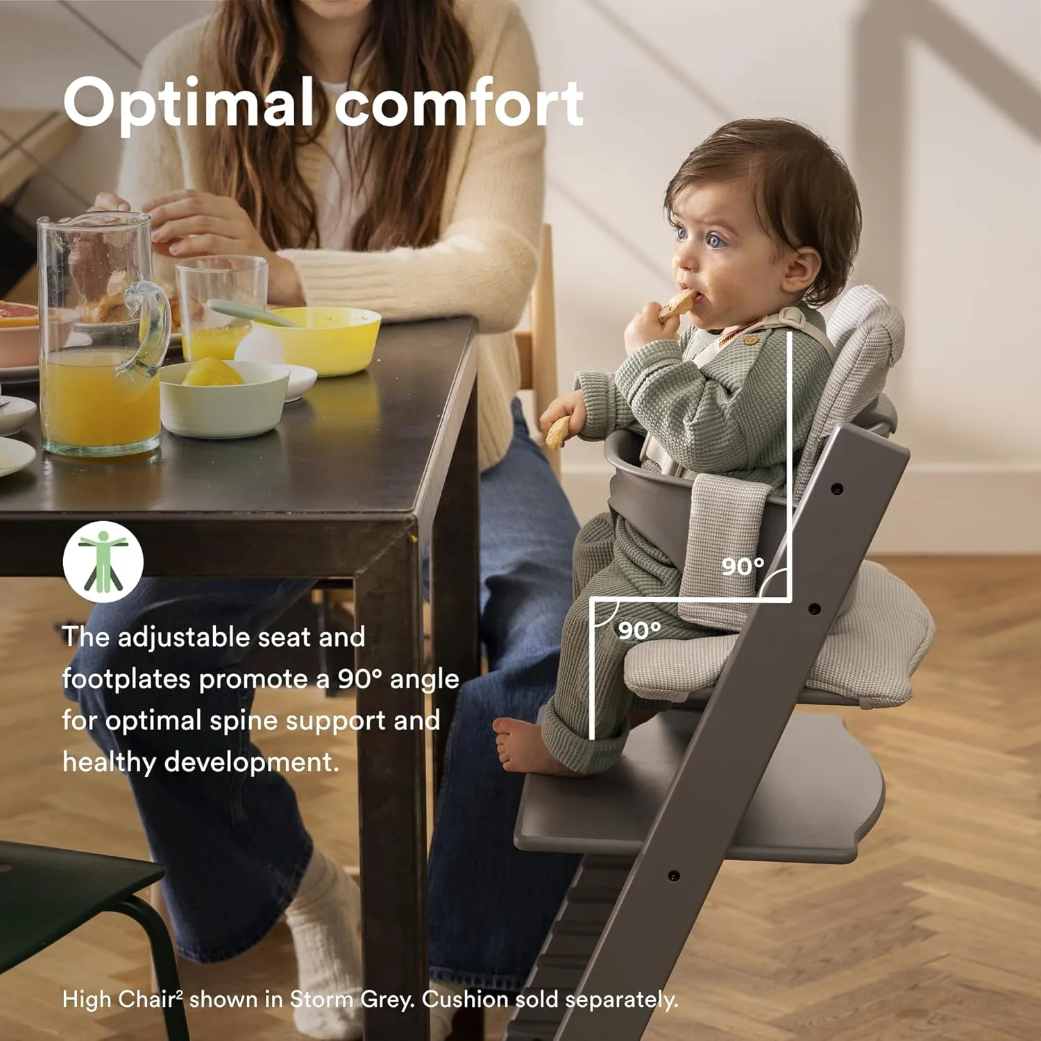 Stokke Tripp Trapp High Chair 2, Whitewash - Includes Chair   Baby Set with Removable Harness for Children 6-36 Months - Adjustable, Ergonomic & Easy to Clean